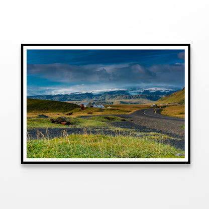 Green Grass Lands with Mountains Home Decor Premium Quality Poster Print Choose Your Sizes