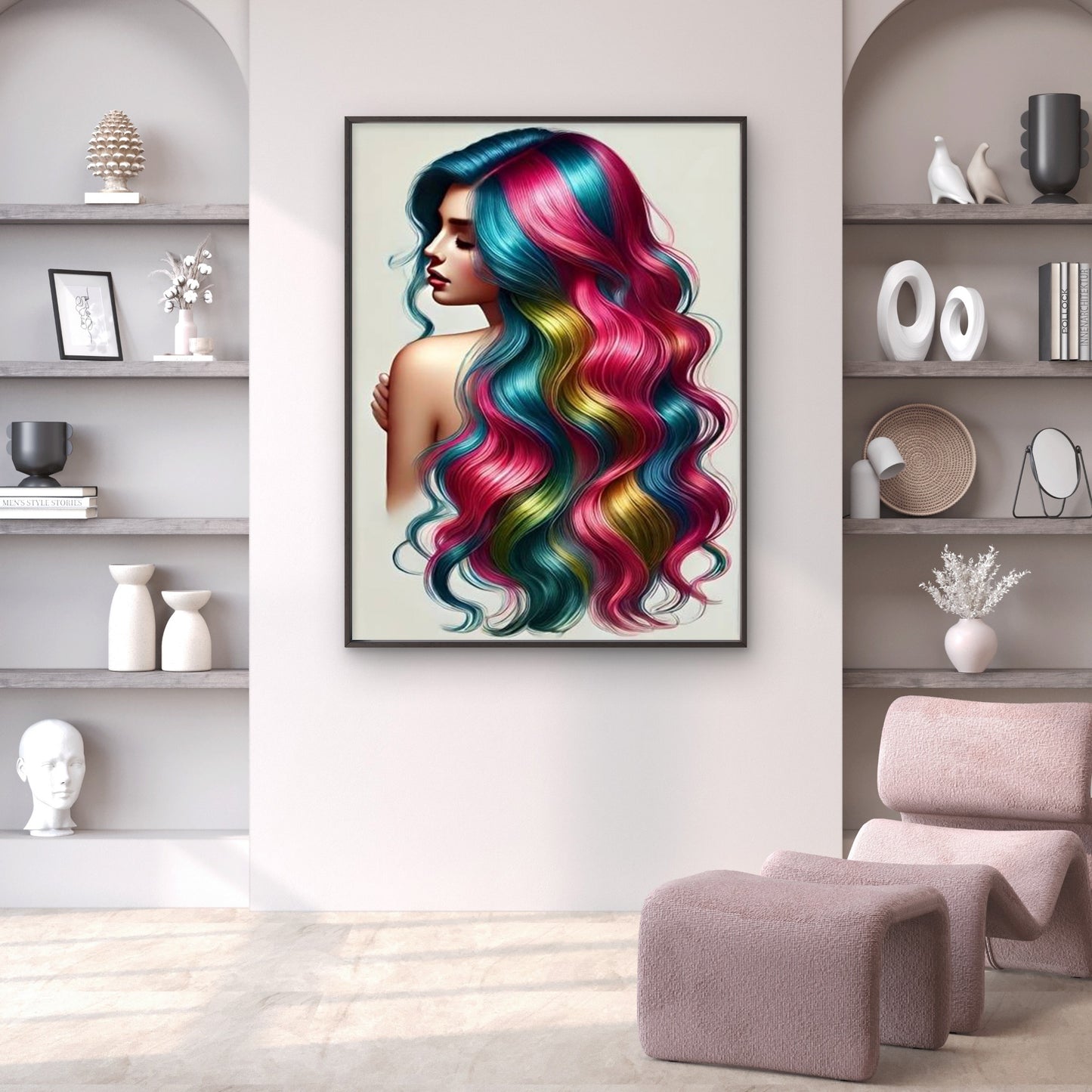 Gradient from Pink to Blue Woman Hair Design Fashion Home Decor Premium Quality Poster Print Choose Your Sizes - Bella Home Decor