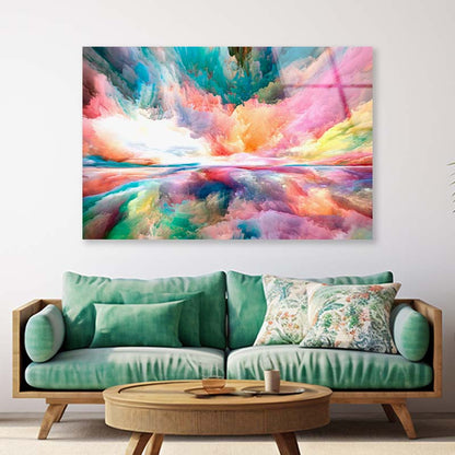 Rainbow Colors Clouds Abstract Acrylic Glass Print Tempered Glass Wall Art 100% Made in Australia Ready to Hang