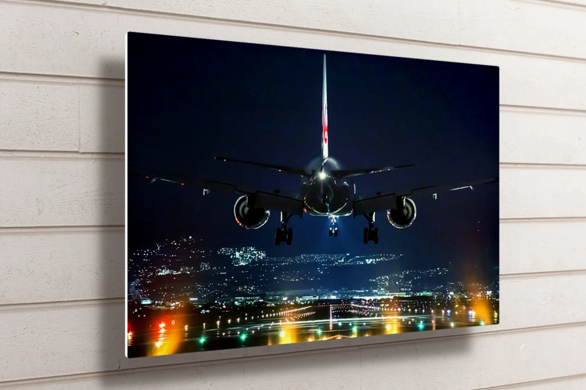 Aircraft Night Flight UV Direct Aluminum Print Australian Made Quality