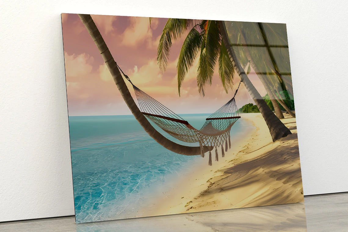Hammock on the Beach Acrylic Glass Print Tempered Glass Wall Art 100% Made in Australia Ready to Hang - Bella Home Decor
