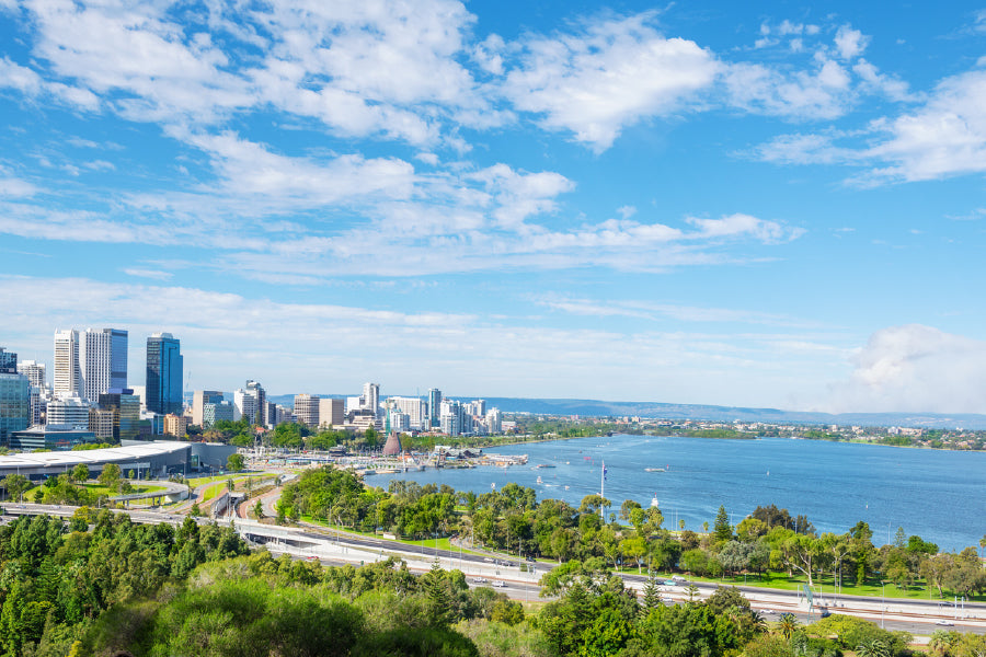 Skyline of Perth city central Print 100% Australian Made