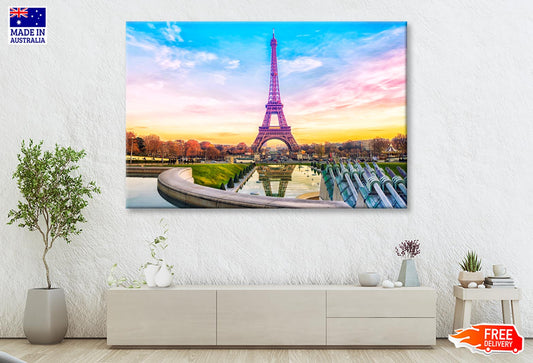 Eiffel Tower At Sunset in Paris Wall Art Decor 100% Australian Made