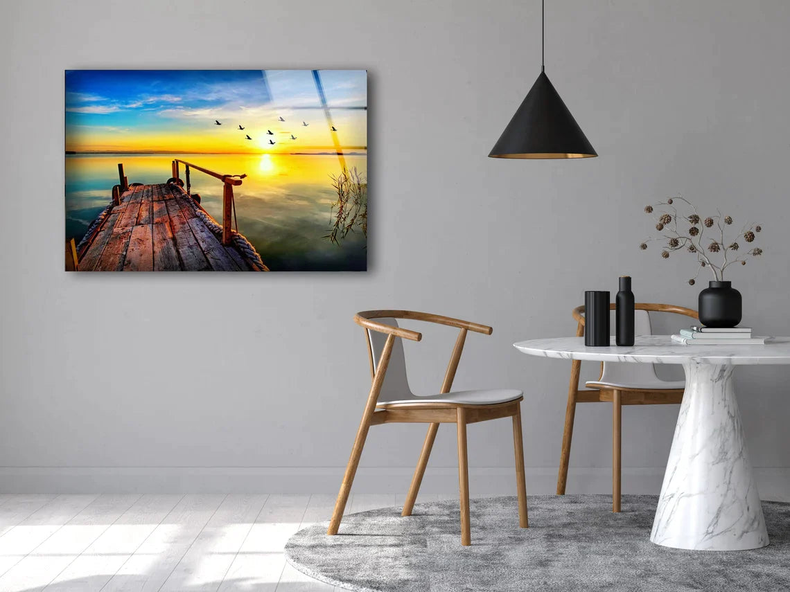 Pier & Lake Sunrise UV Direct Aluminum Print Australian Made Quality