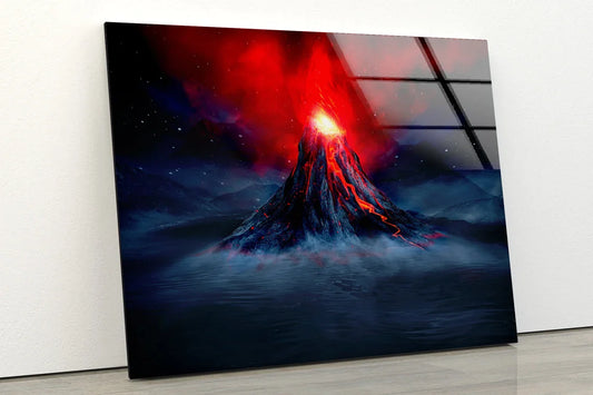 Volcano Night View UV Direct Aluminum Print Australian Made Quality