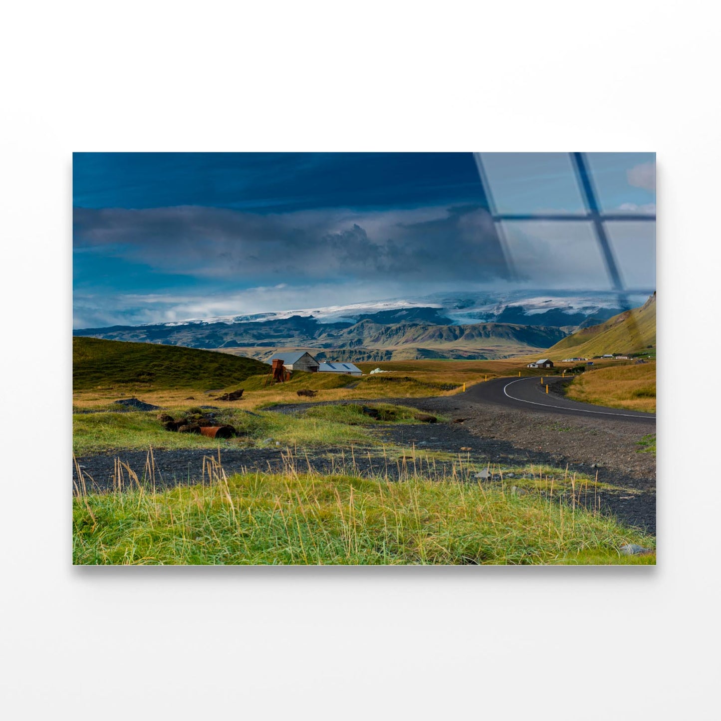 Green Grass Lands with Mountains Acrylic Glass Print Tempered Glass Wall Art 100% Made in Australia Ready to Hang