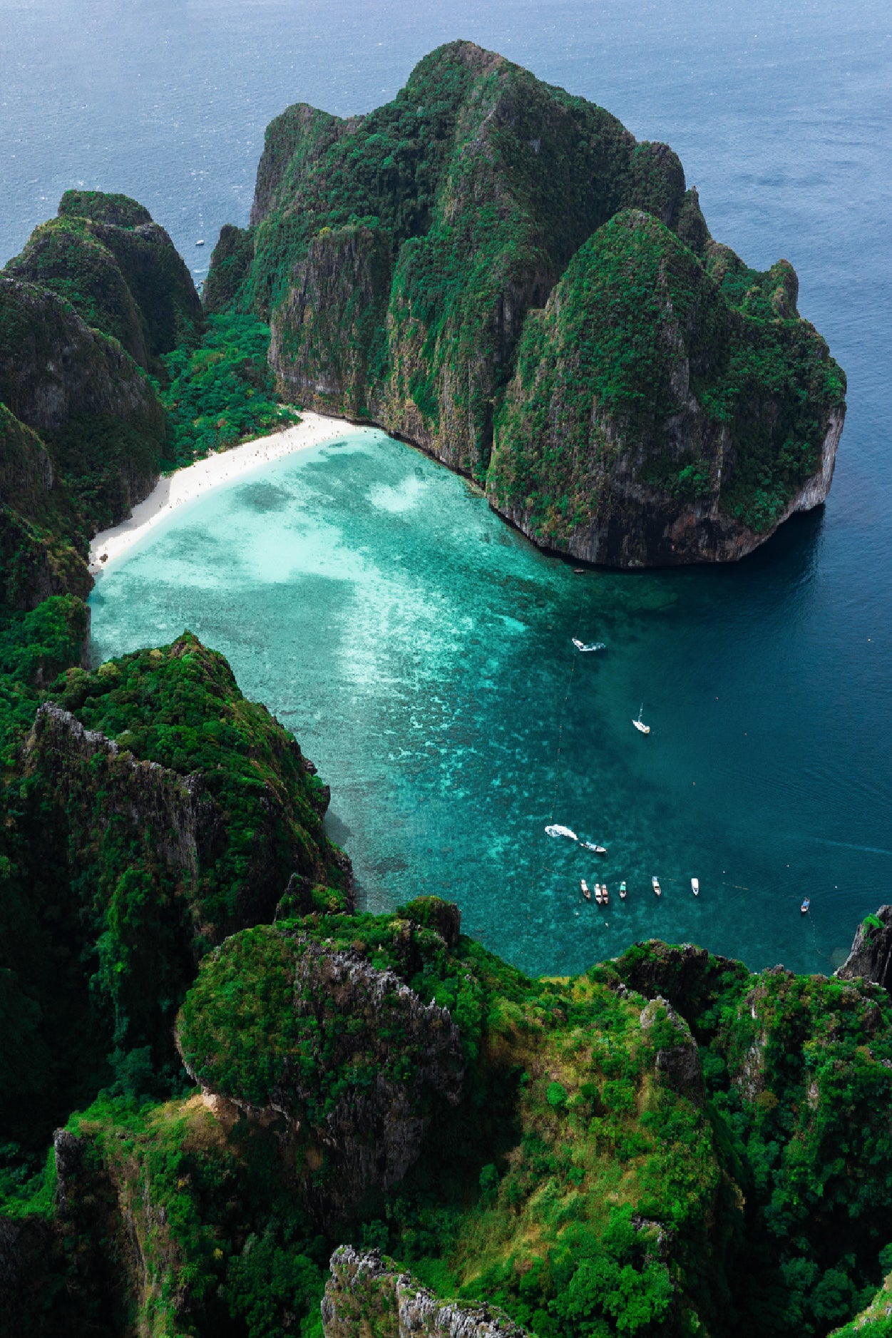 Maya Bay is Crown Phi Phi Islands Glass Framed Wall Art, Ready to Hang Quality Print