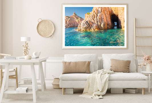 Clear Blue Ocean with Rocky Cave Home Decor Premium Quality Poster Print Choose Your Sizes