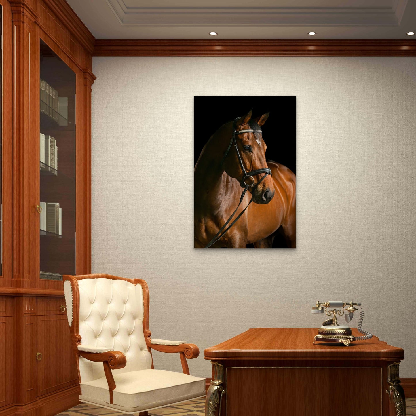 Brown Thoroughbred Horse Head 40x60cm Metal Print Ready to Hang