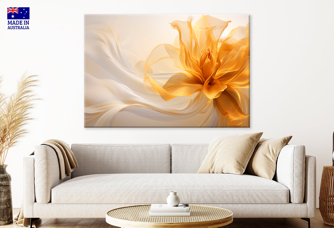 Abstract Golden Watercolor Flowers Wall Art Decor 100% Australian Made