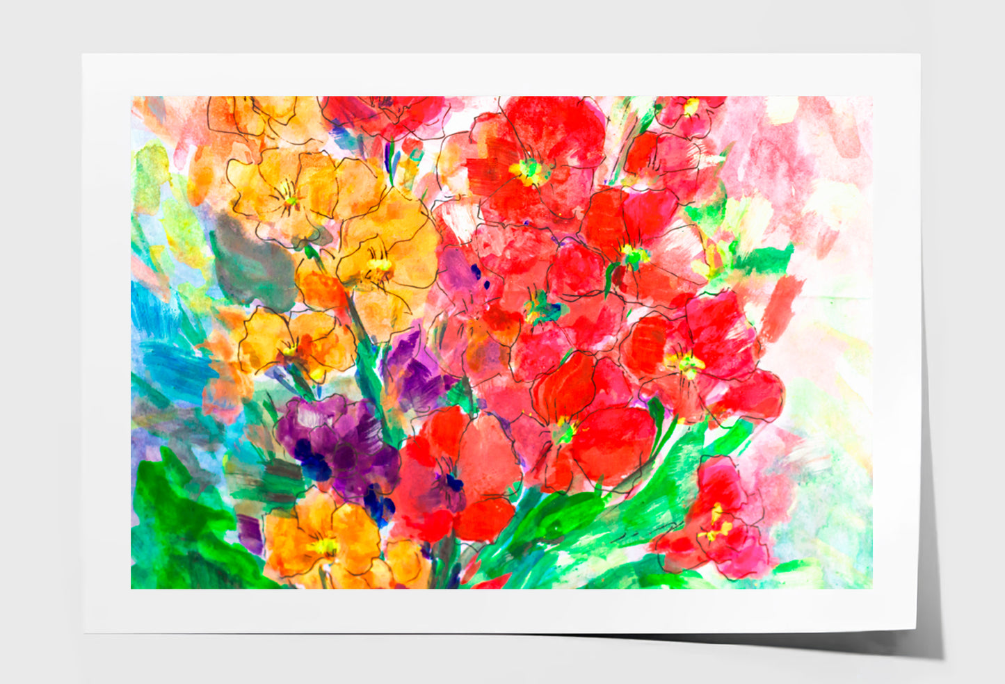 Vivid Flowers Oil Painting Wall Art Limited Edition High Quality Print Unframed Roll Canvas None