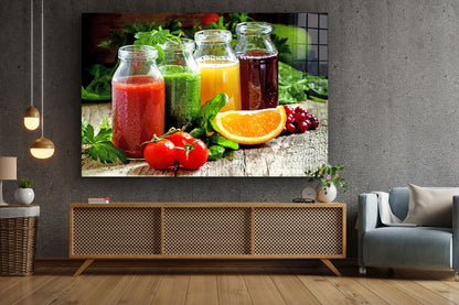 Fruits Juices on Table UV Direct Aluminum Print Australian Made Quality