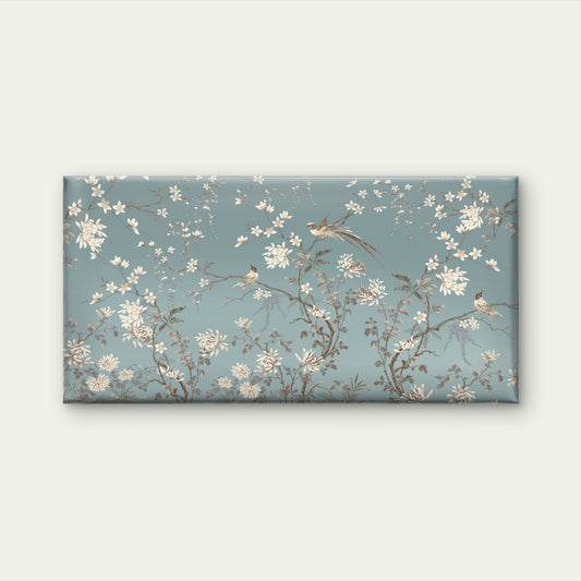 Blue Chinoiserie Bird Floral Wall Art Canvas Office Home Room Framed 120x60cm