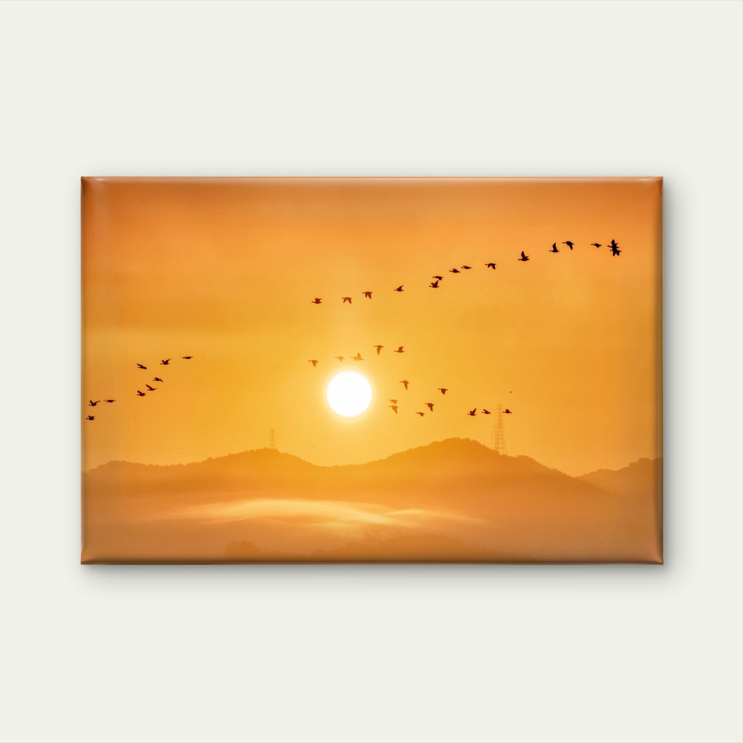 Flying Birds Golden Sunrise Wall Art Decor 100% Australian Made