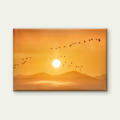 Flying Birds Golden Sunrise Wall Art Decor 100% Australian Made