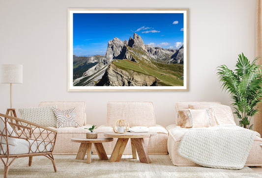 A Rocky Mountain with A Road in Grassy Areas Home Decor Premium Quality Poster Print Choose Your Sizes