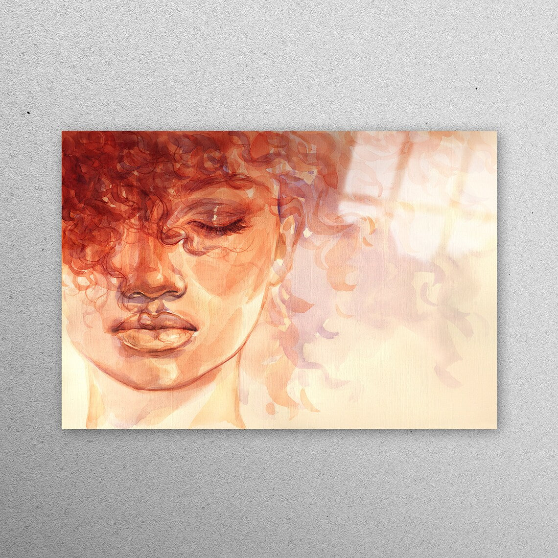 Curly Haired Girl Painting Acrylic Glass Print Tempered Glass Wall Art 100% Made in Australia Ready to Hang