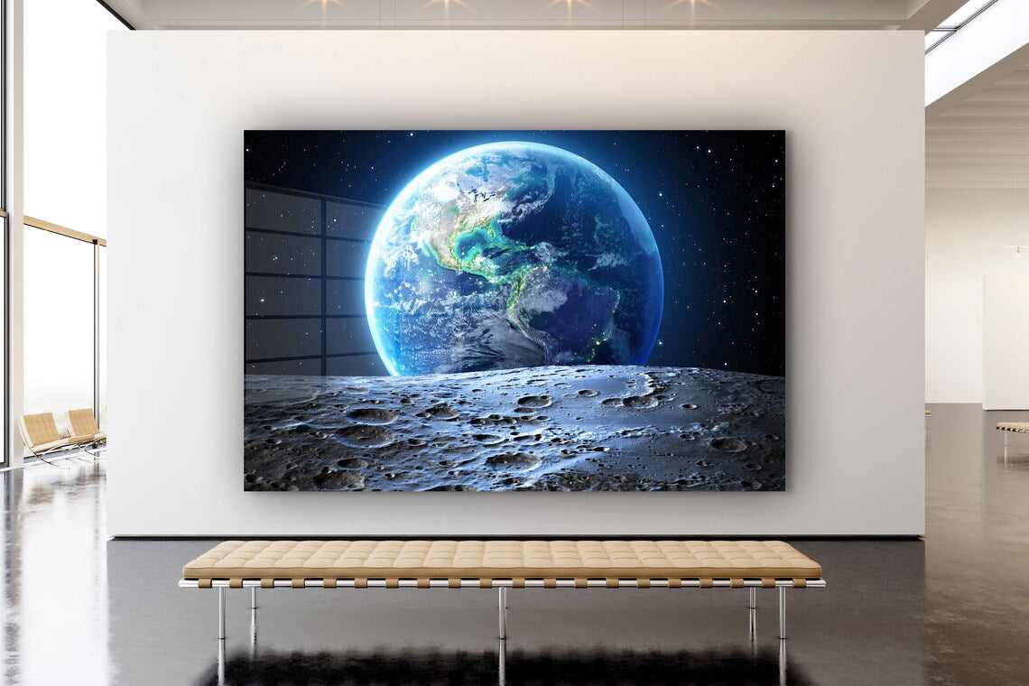 Earth from Moon Digital UV Direct Aluminum Print Australian Made Quality