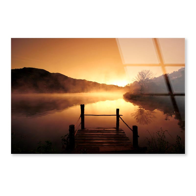 Morning Fog Over Scenery Lake at Urban Village Acrylic Glass Print Tempered Glass Wall Art 100% Made in Australia Ready to Hang