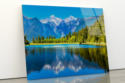 Mountain Cook with Lake Matheson Acrylic Glass Print Tempered Glass Wall Art 100% Made in Australia Ready to Hang - Bella Home Decor