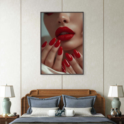 Glamorous Red Lips and Nails Modern Painting Fashion Home Decor Premium Quality Poster Print Choose Your Sizes