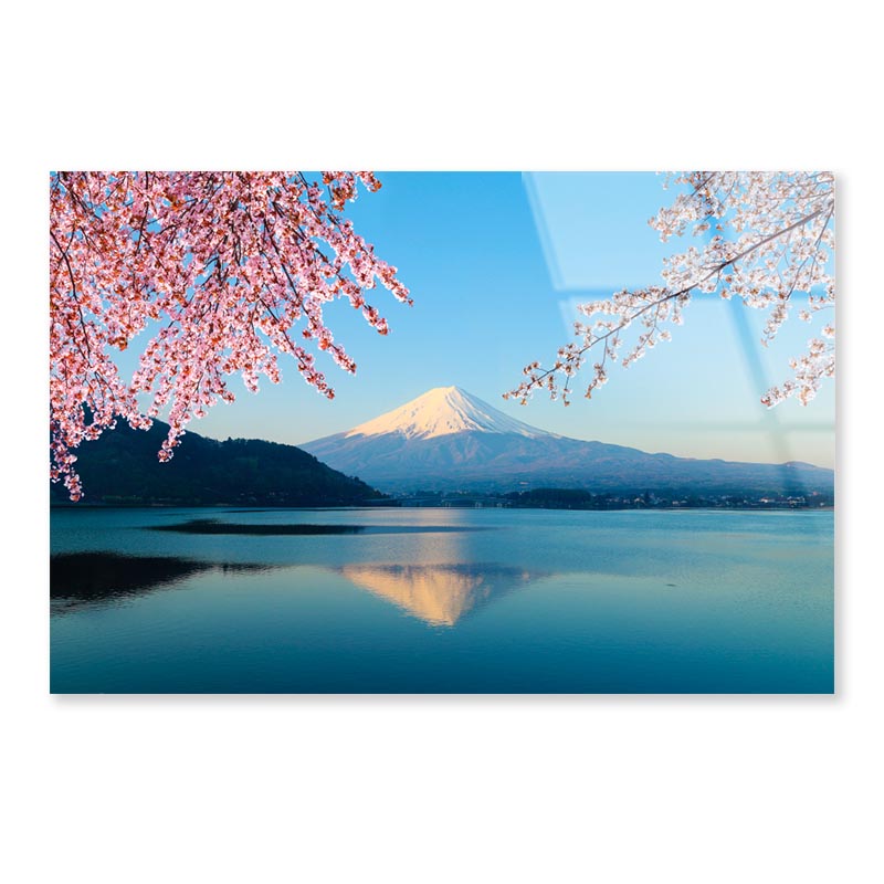 Mountain Fuji In Autumn and Clear Sky in Japan Acrylic Glass Print Tempered Glass Wall Art 100% Made in Australia Ready to Hang