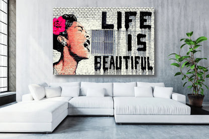 Banksy, Life Is Beautiful UV Direct Aluminum Print Australian Made Quality