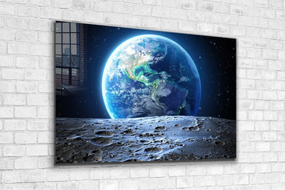 Earth from Moon Digital UV Direct Aluminum Print Australian Made Quality