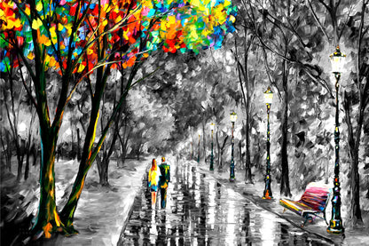 Black And White Couple Night Street Wall Art Decor 100% Australian Made