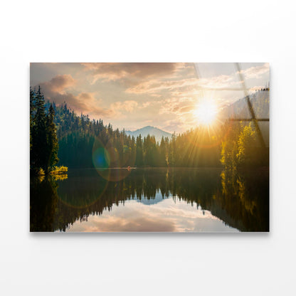 Peaceful Green Outdoor Environment with Lake Acrylic Glass Print Tempered Glass Wall Art 100% Made in Australia Ready to Hang