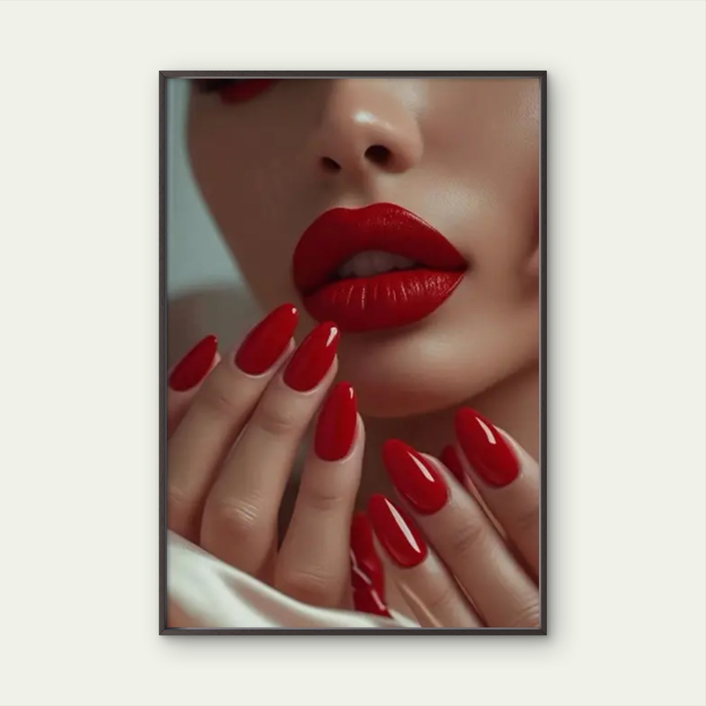 Glamorous Red Lips and Nails Modern Painting Fashion Home Decor Premium Quality Poster Print Choose Your Sizes