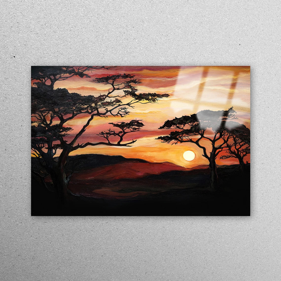 Savannah Tree Painting Acrylic Glass Print Tempered Glass Wall Art 100% Made in Australia Ready to Hang