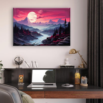 Vector Mountain Valley River Landscape Wall Art Decor 100% Australian Made