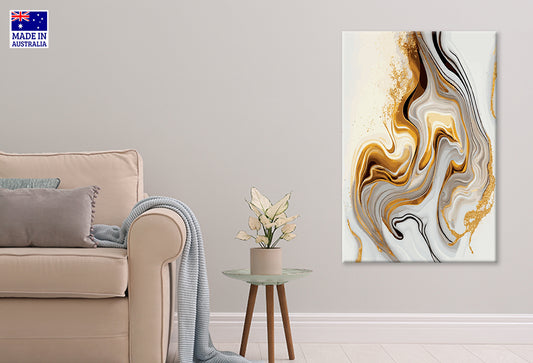 Yellow Marble Texture with White Gold Marble Surface Wall Art Decor 100% Australian Made
