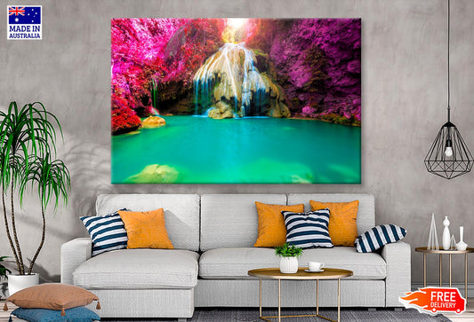 Wonderful Waterfall with Colorful Tree in Thailand  Wall Art Decor 100% Australian Made - Bella Home Decor