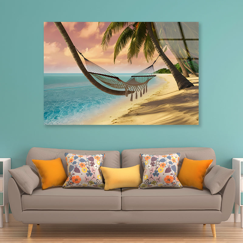 Hammock on the Beach Acrylic Glass Print Tempered Glass Wall Art 100% Made in Australia Ready to Hang - Bella Home Decor