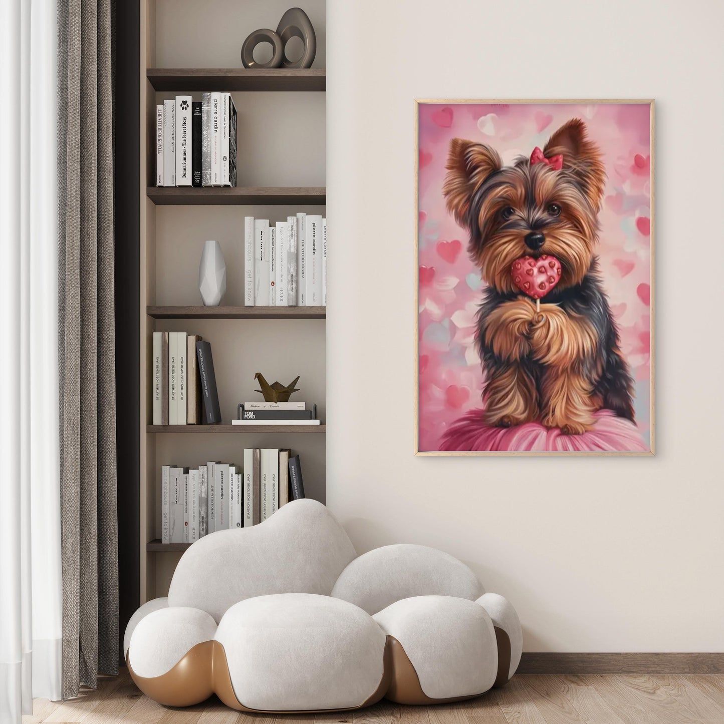 Adorable Yorkie with Heart-Shaped Lollipop Fashion Home Decor Premium Quality Poster Print Choose Your Sizes