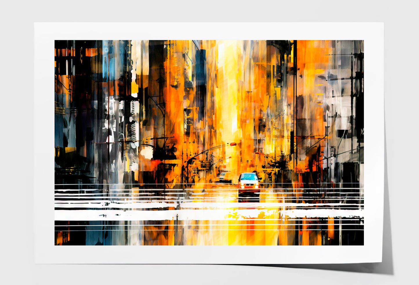 Abstract City Street View Oil Painting Wall Art Limited Edition High Quality Print Unframed Roll Canvas None