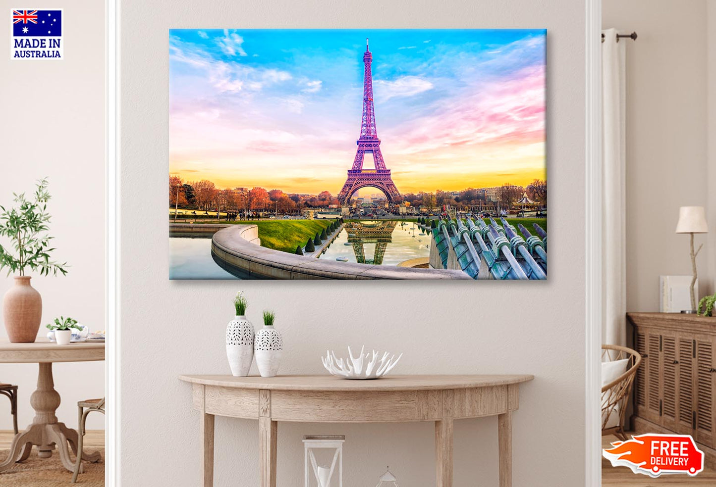 Eiffel Tower At Sunset in Paris Wall Art Decor 100% Australian Made - Bella Home Decor