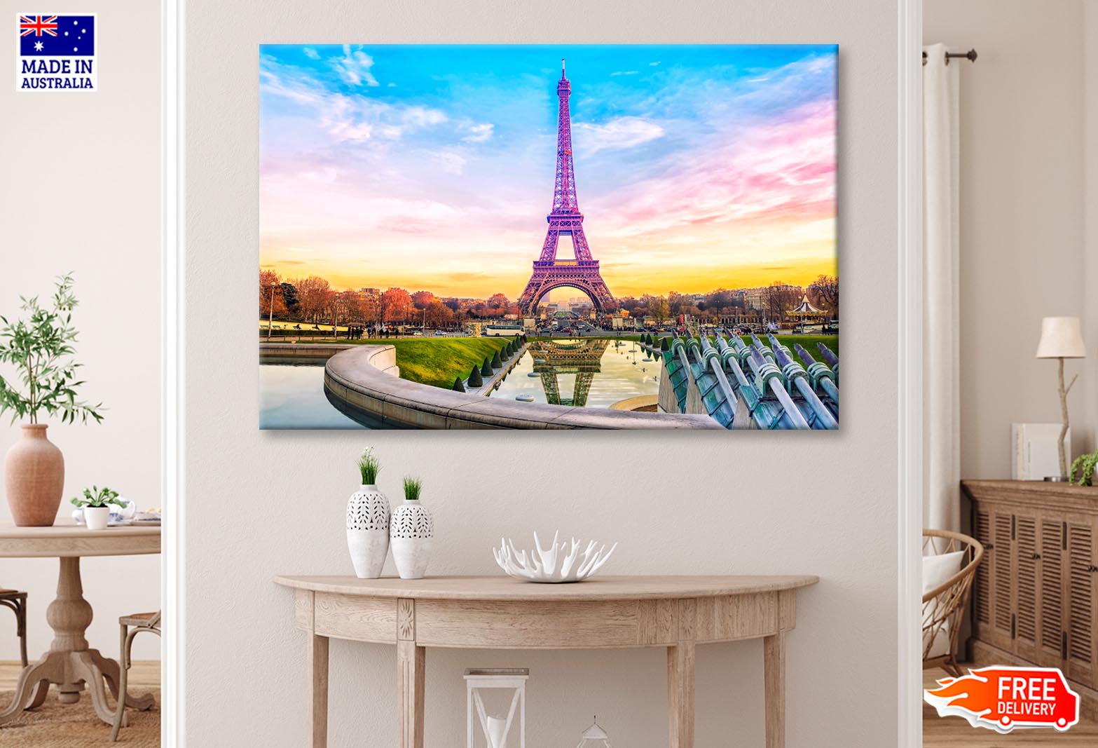 Eiffel Tower At Sunset in Paris Wall Art Decor 100% Australian Made - Bella Home Decor