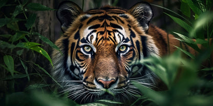 Majestic Tiger Face Close Up Jungle Wildlife Wall Art Canvas Office Home Room Framed 120x60cm