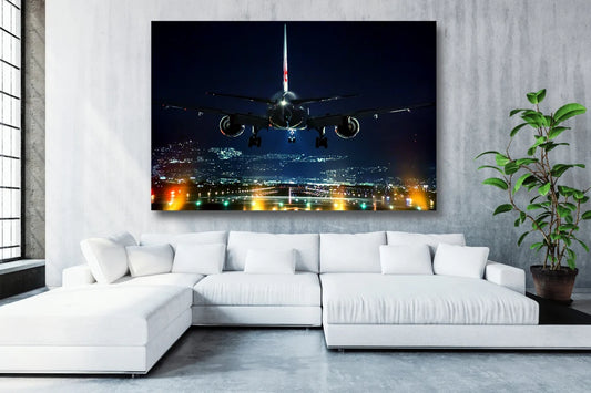 Aircraft Night Flight UV Direct Aluminum Print Australian Made Quality