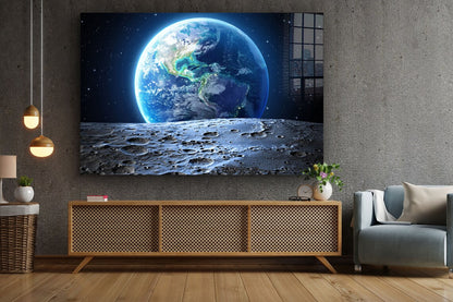 Earth from Moon Digital UV Direct Aluminum Print Australian Made Quality