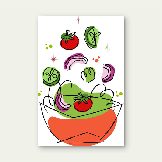 Abstract Fresh Vegetables Falling Into Bowl 40x60cm Metal Print Ready to Hang