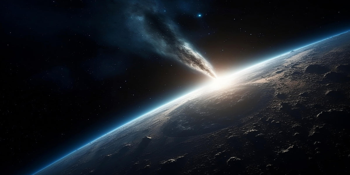 Asteroid Impact Space View Planet Wall Art Canvas Office Home Framed 120x60cm