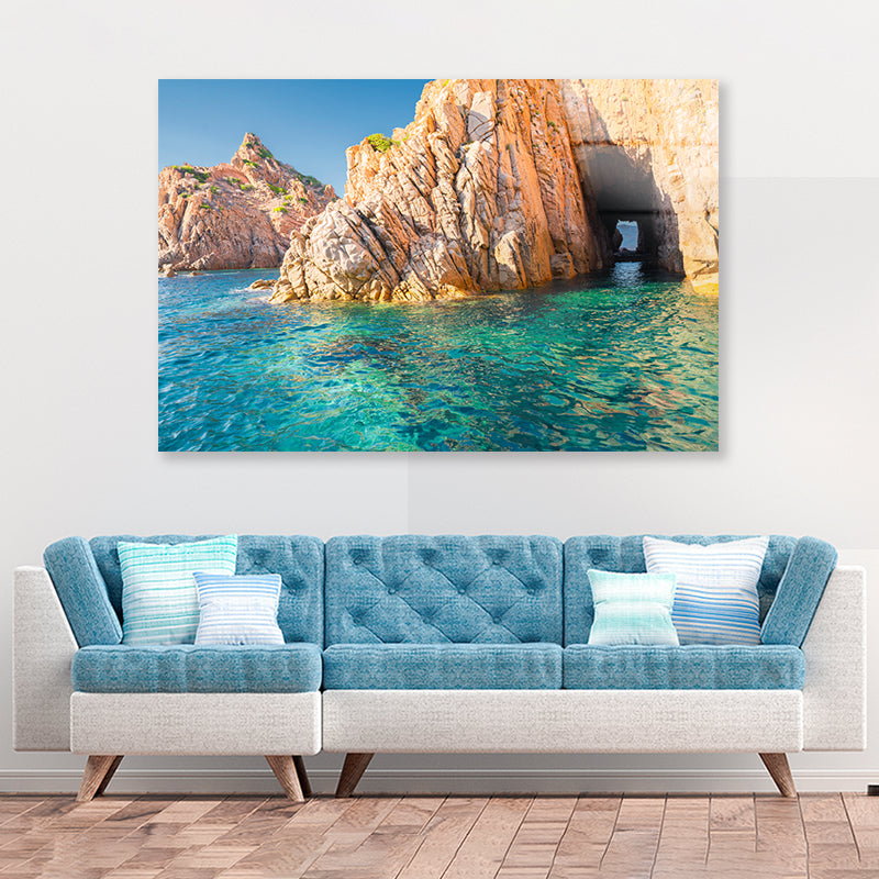 Clear Blue Ocean with Rocky Cave Acrylic Glass Print Tempered Glass Wall Art 100% Made in Australia Ready to Hang - Bella Home Decor