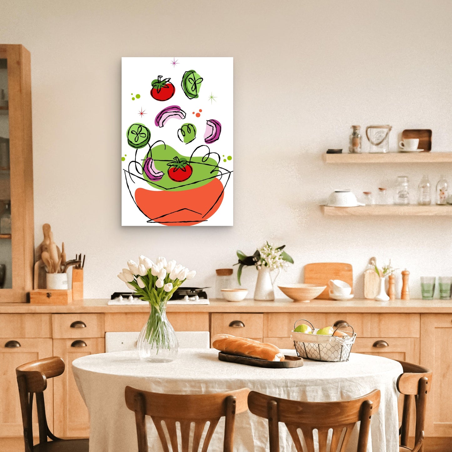 Abstract Fresh Vegetables Falling Into Bowl  60x90cm Metal Print Ready to Hang - Bella Home Decor
