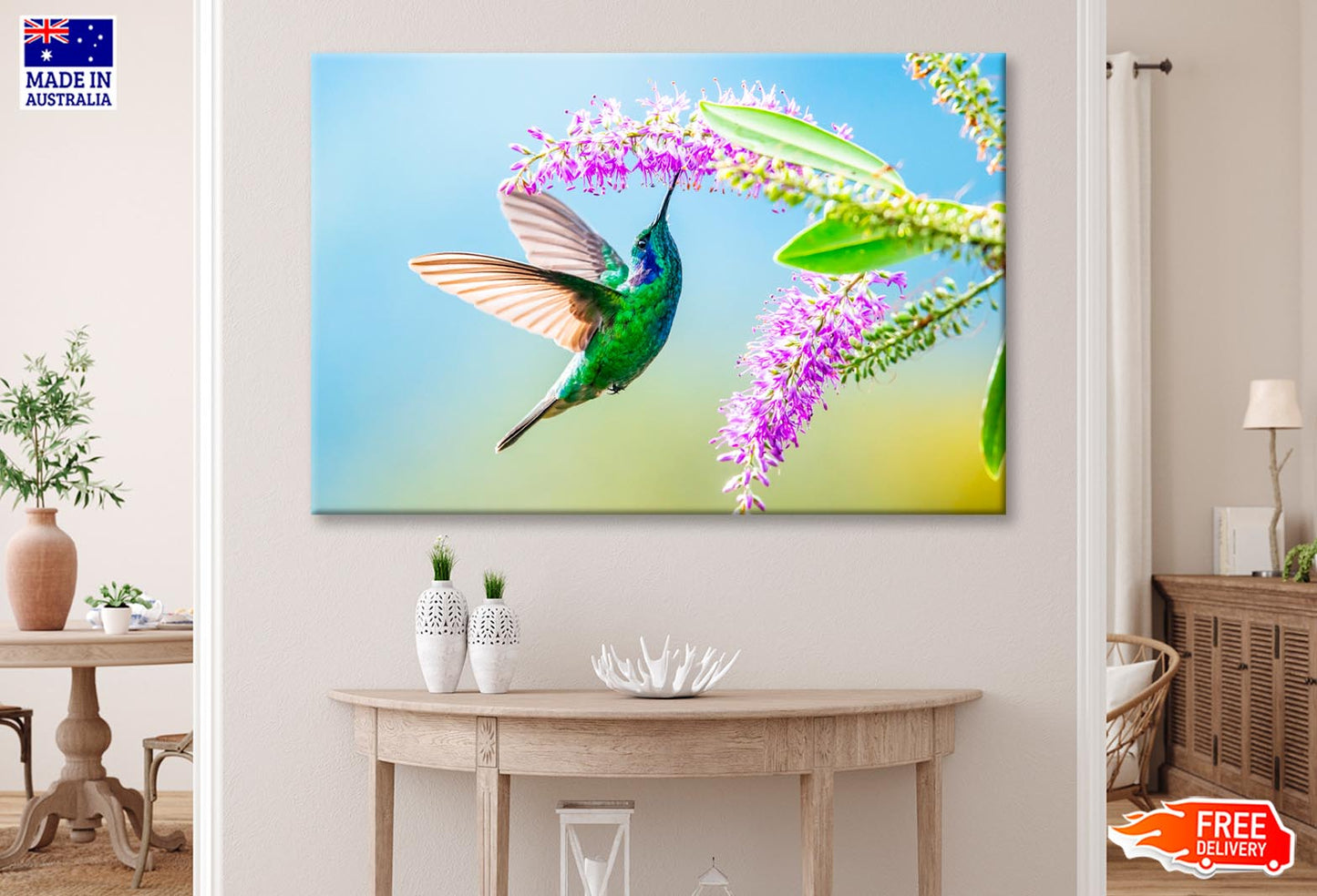 Hummingbird Violet Sabrewing Flying  Wall Art Decor 100% Australian Made