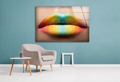 Colorful Lips Closeup UV Direct Aluminum Print Australian Made Quality