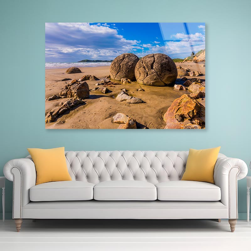 Boulders Moeraki Stones Acrylic Glass Print Tempered Glass Wall Art 100% Made in Australia Ready to Hang